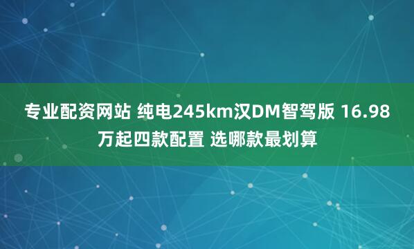 专业配资网站 纯电245km汉DM智驾版 16.98万起四款配置 选哪款最划算